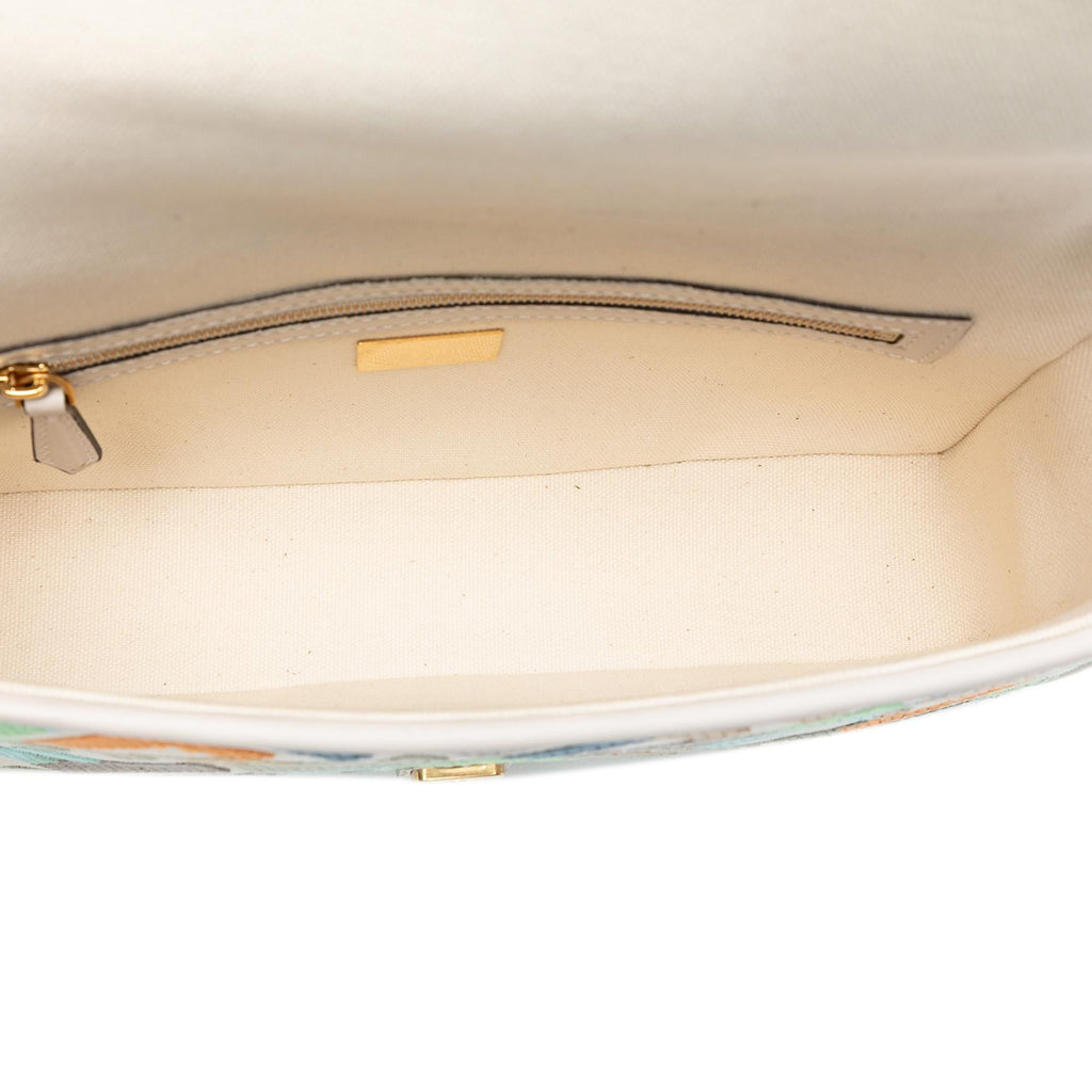 Fendi Zucca Embroidered Canvas Baguette Satchel
