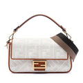 Fendi Zucca Embroidered Canvas Baguette Satchel