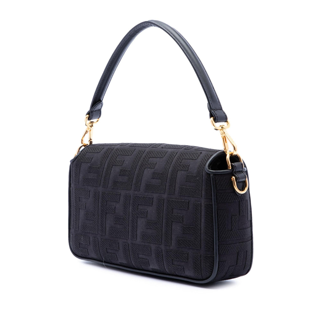 Fendi Zucca Embroidered Canvas Baguette Satchel