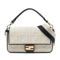 Fendi Zucca Embroidered Canvas Baguette Satchel