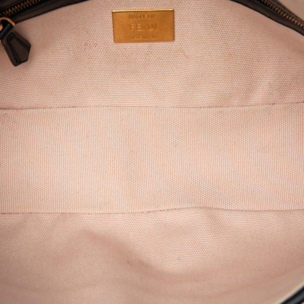 Fendi Zucca Embroidered Canvas Baguette Satchel