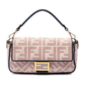 Fendi Zucca Embroidered Canvas Baguette Satchel