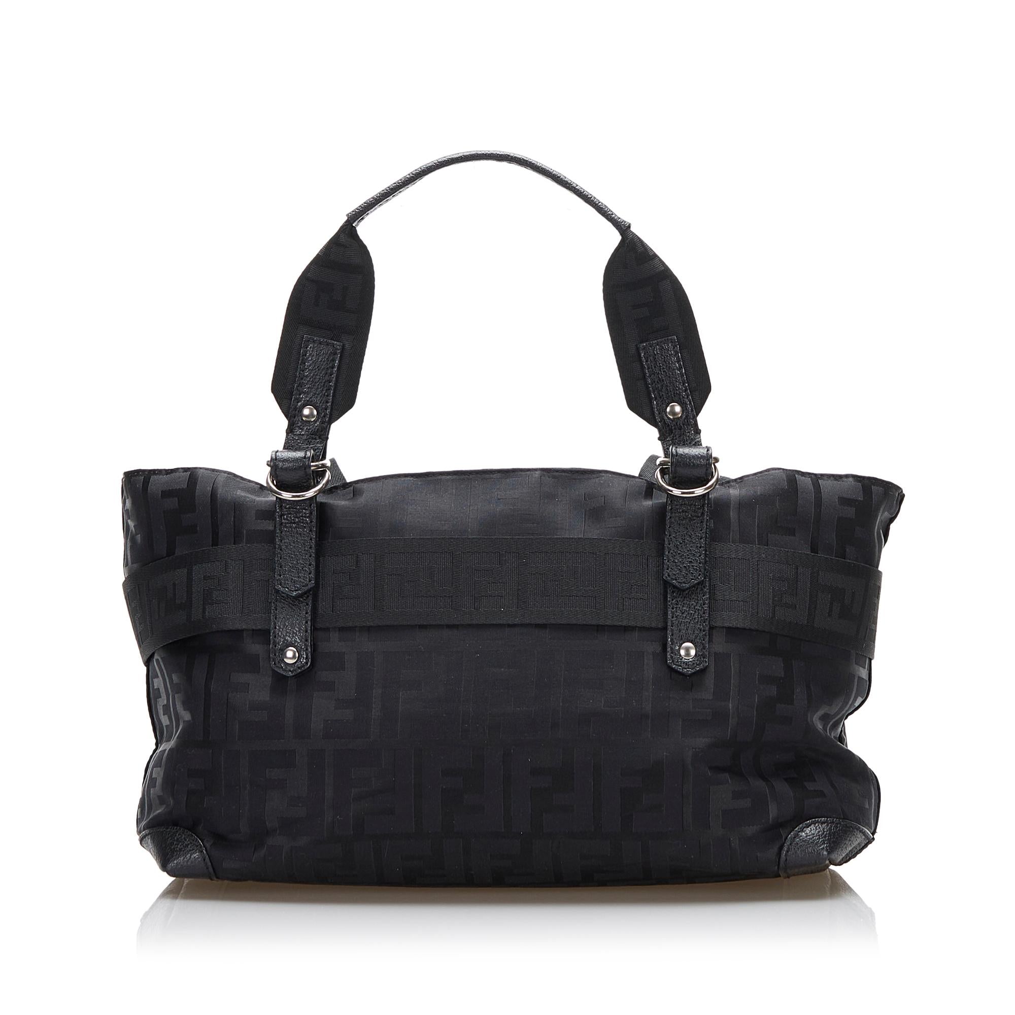 Fendi Zucca Nylon Zip Code Handbag (SHG-y6NeOn)