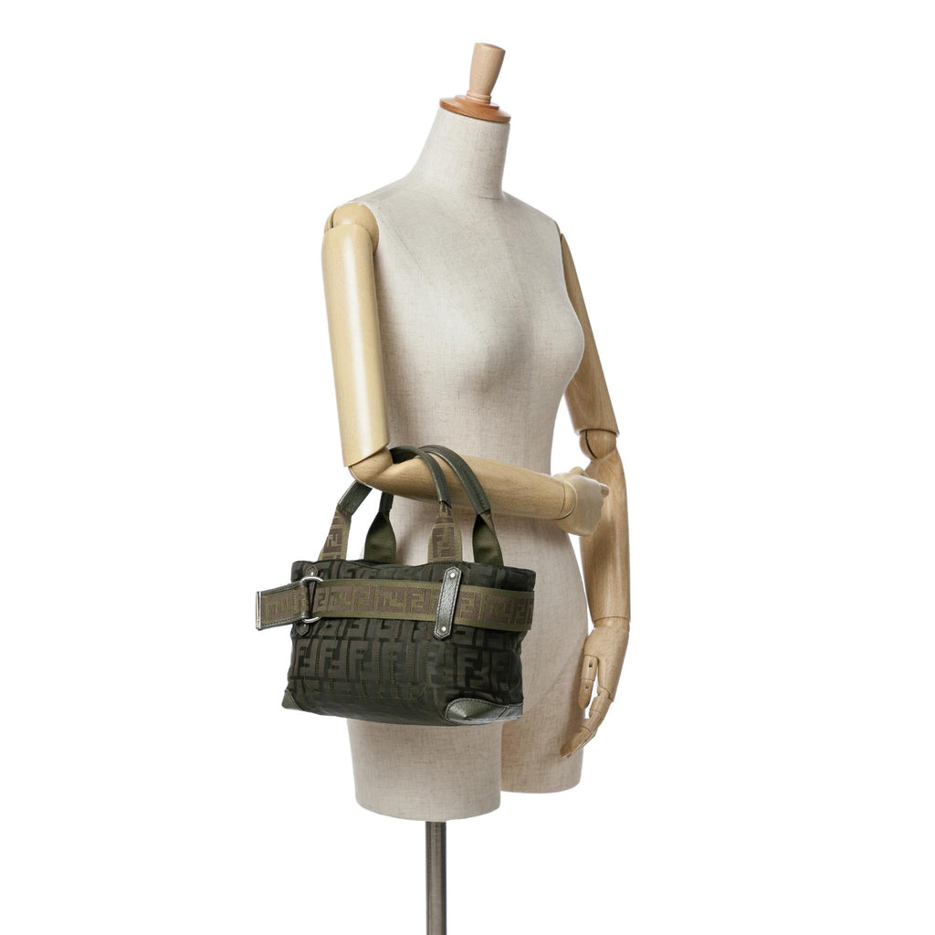 Fendi Zucca Nylon Zip Code Handbag