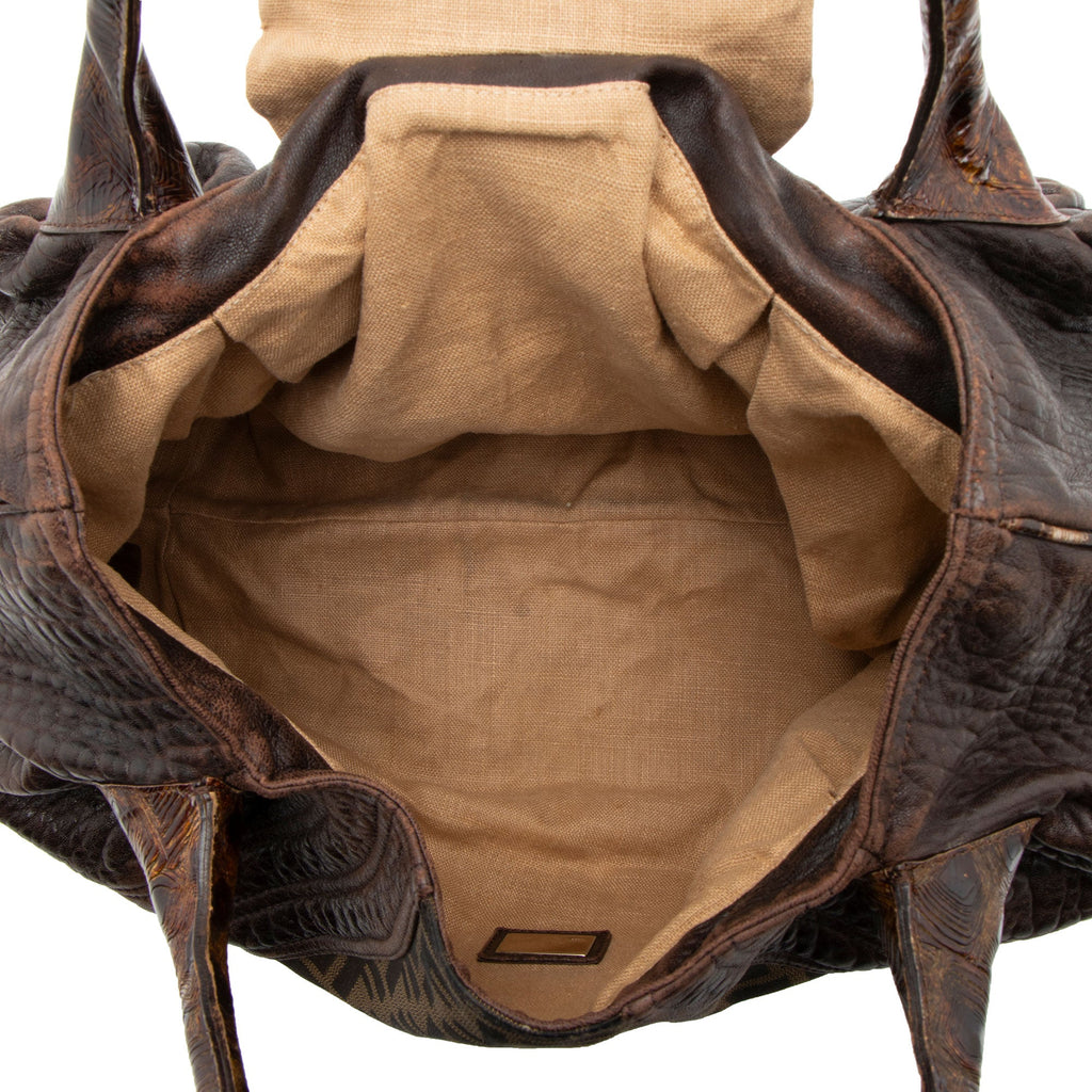 Fendi Zucca Tortuga Leather Spy Satchel