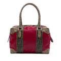 Fendi Zucca Trimmed Coated Canvas Mixed Media Boston Bag