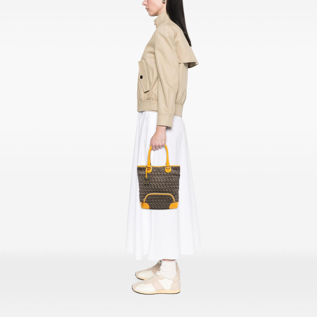 Fendi Zucchino Canvas Chef Front Pocket Shopping Tote