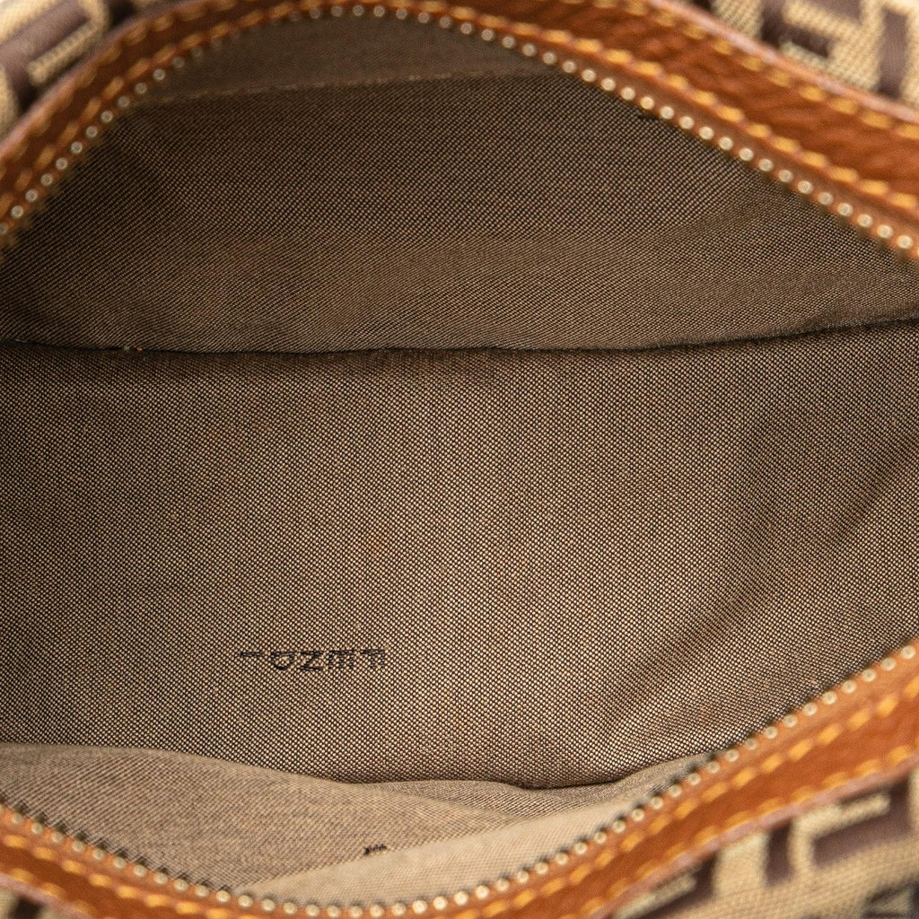 Fendi Zucchino Canvas F Charm Crossbody (SHG-7YMEk2)