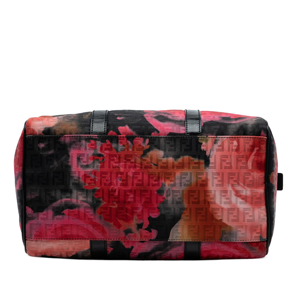 Fendi Zucchino Canvas Forever Floral Boston Bag