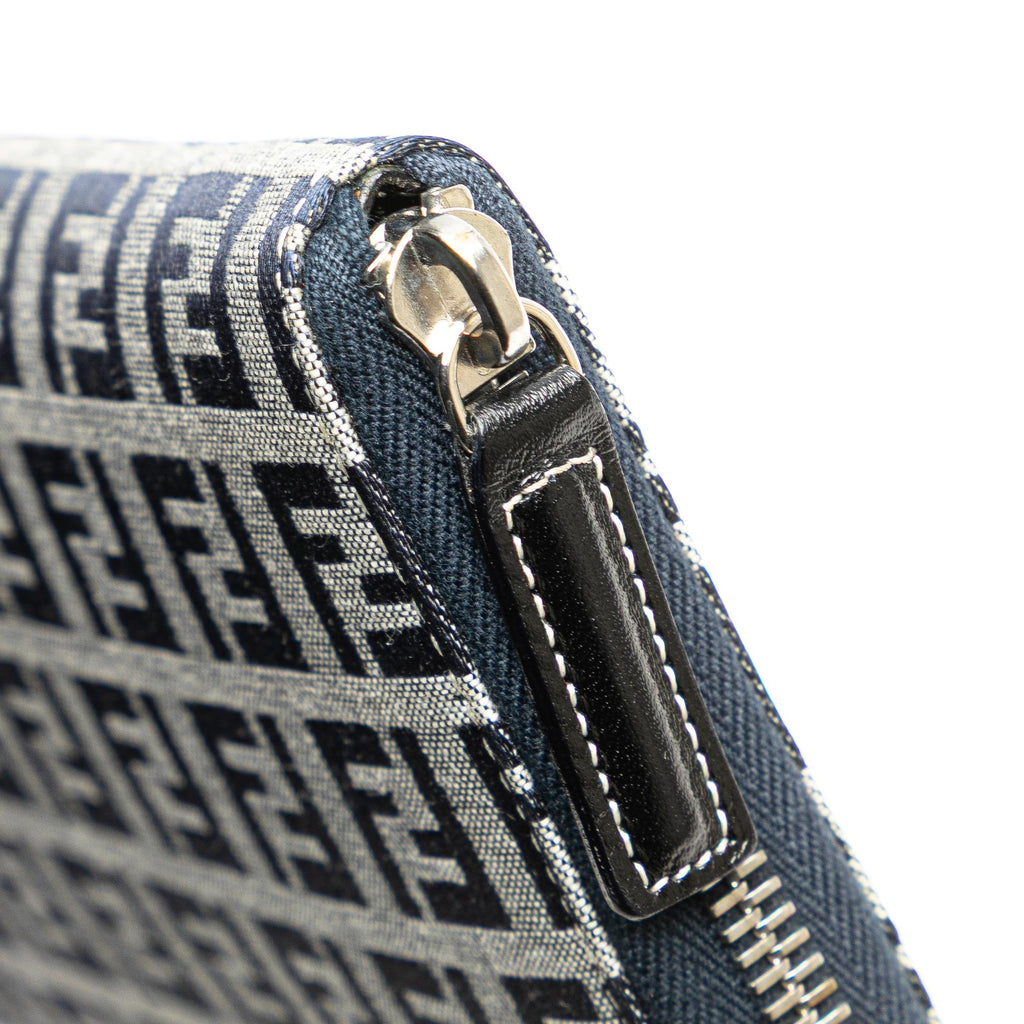 Fendi Zucchino Canvas Zip Around Long Wallet