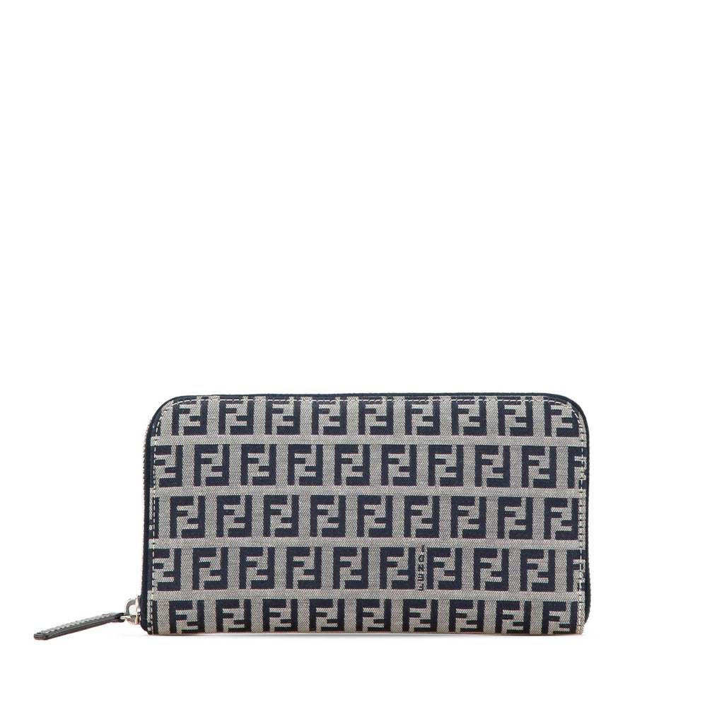 Fendi Zucchino Canvas Zip Around Long Wallet