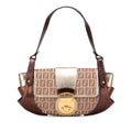 Fendi Zucchino Canvas and Metallic Leather Compilation Shoulder Bag