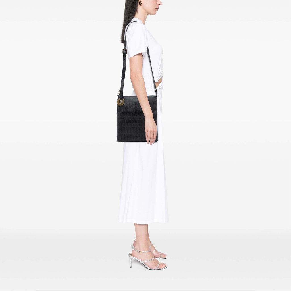 Fendi Zucchino Coated Canvas Charm Zip Crossbody