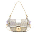 Fendi Zucchino Coated Canvas and Metallic Leather Compilation Shoulder Bag