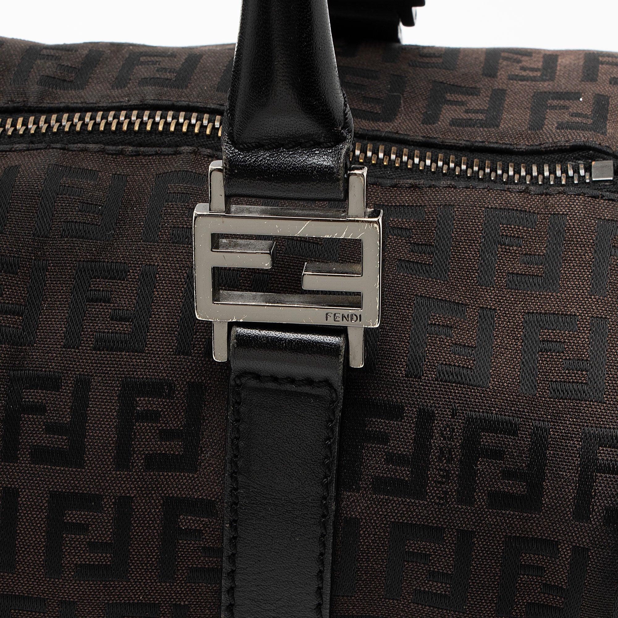 Fendi Zucchino Canvas Forever Small Boston Bag