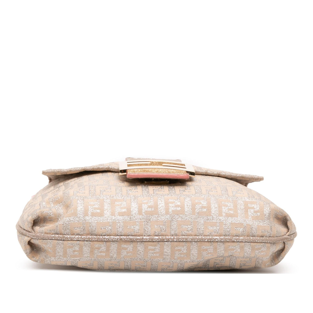 Fendi Zucchino Metallic Canvas Flap Crossbody
