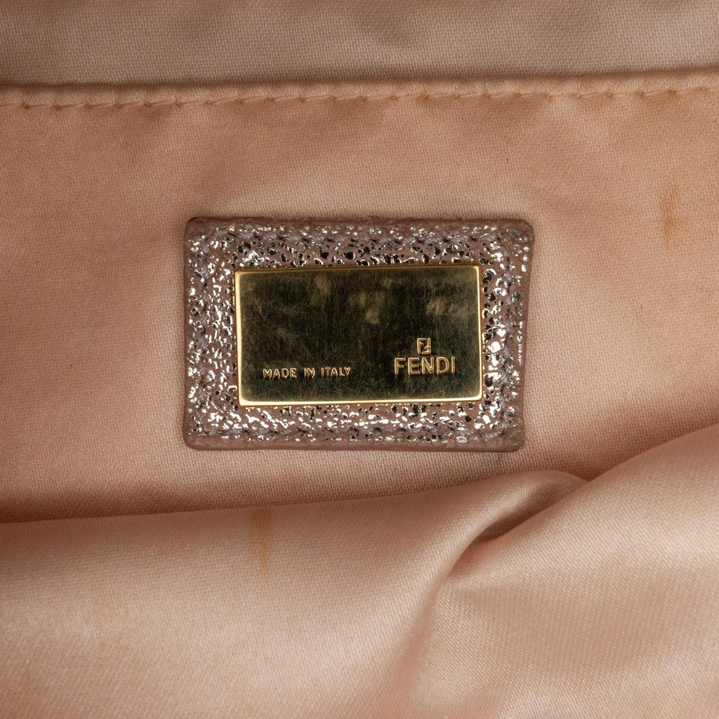 Fendi Zucchino Metallic Canvas Flap Crossbody