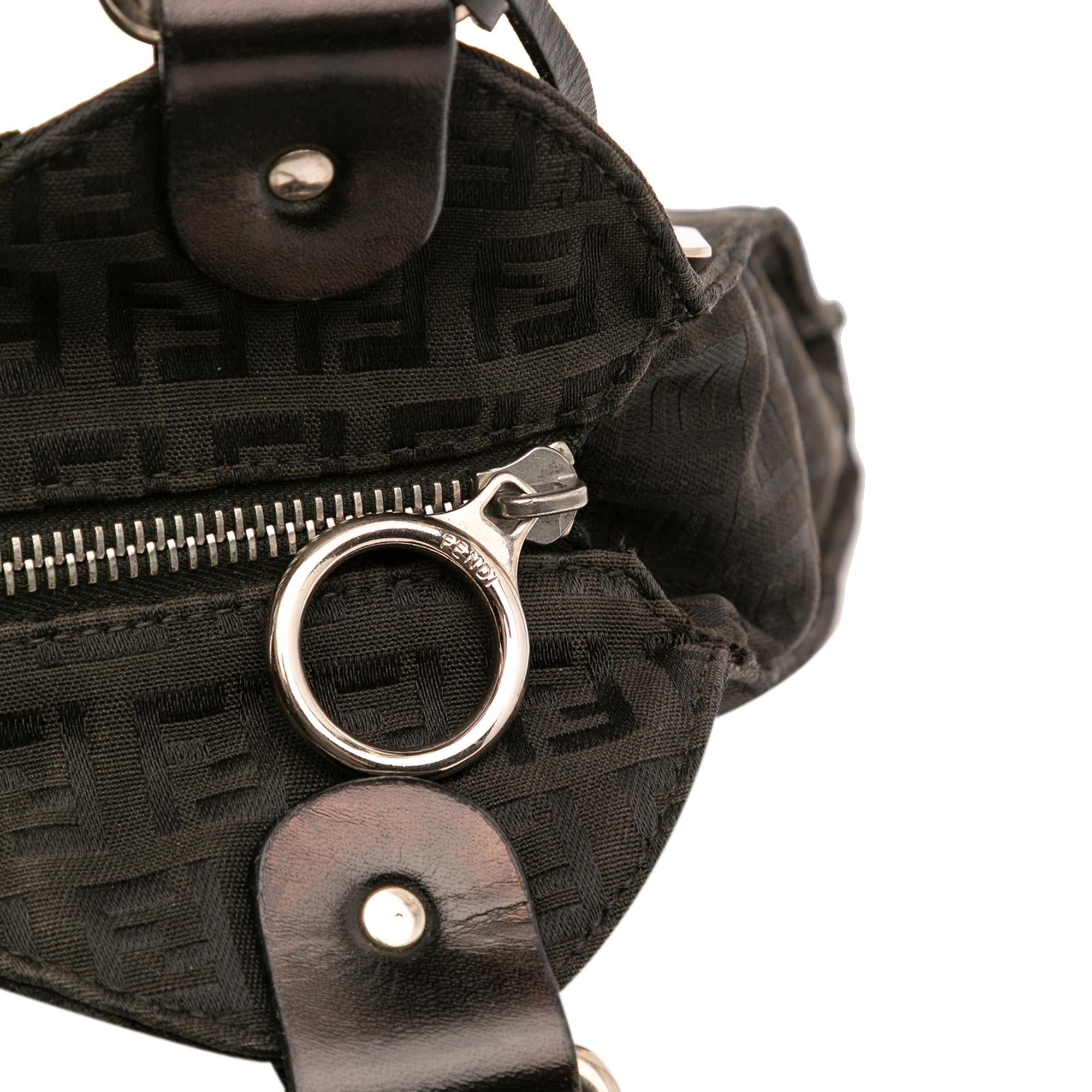 Fendi Zucchino Zebra Print Canvas Diavolo Trapezio Handbag