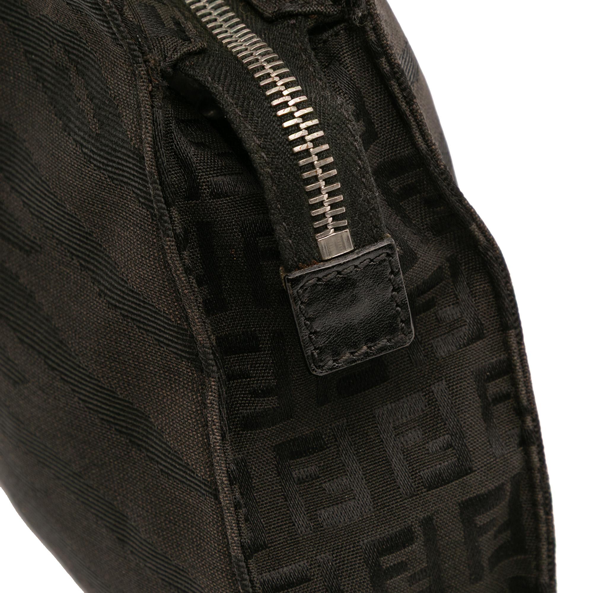 Fendi Zucchino Zebra Print Canvas Diavolo Trapezio Handbag