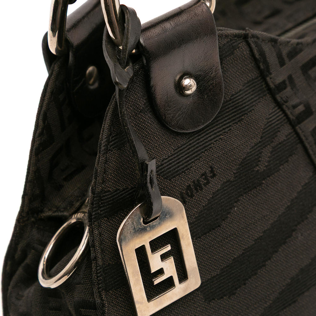 Fendi Zucchino Zebra Print Canvas Diavolo Trapezio Handbag