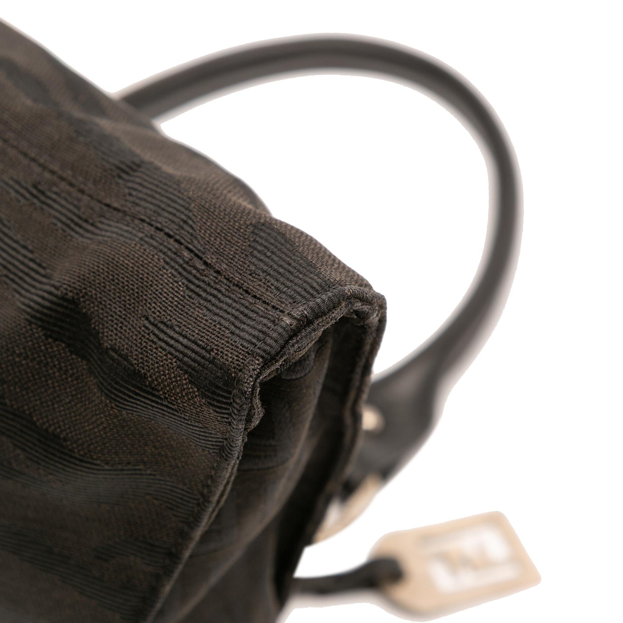 Fendi Zucchino Zebra Print Canvas Diavolo Trapezio Handbag
