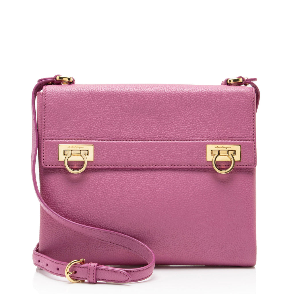 Ferragamo Calfskin Mya Double Lock Crossbody
