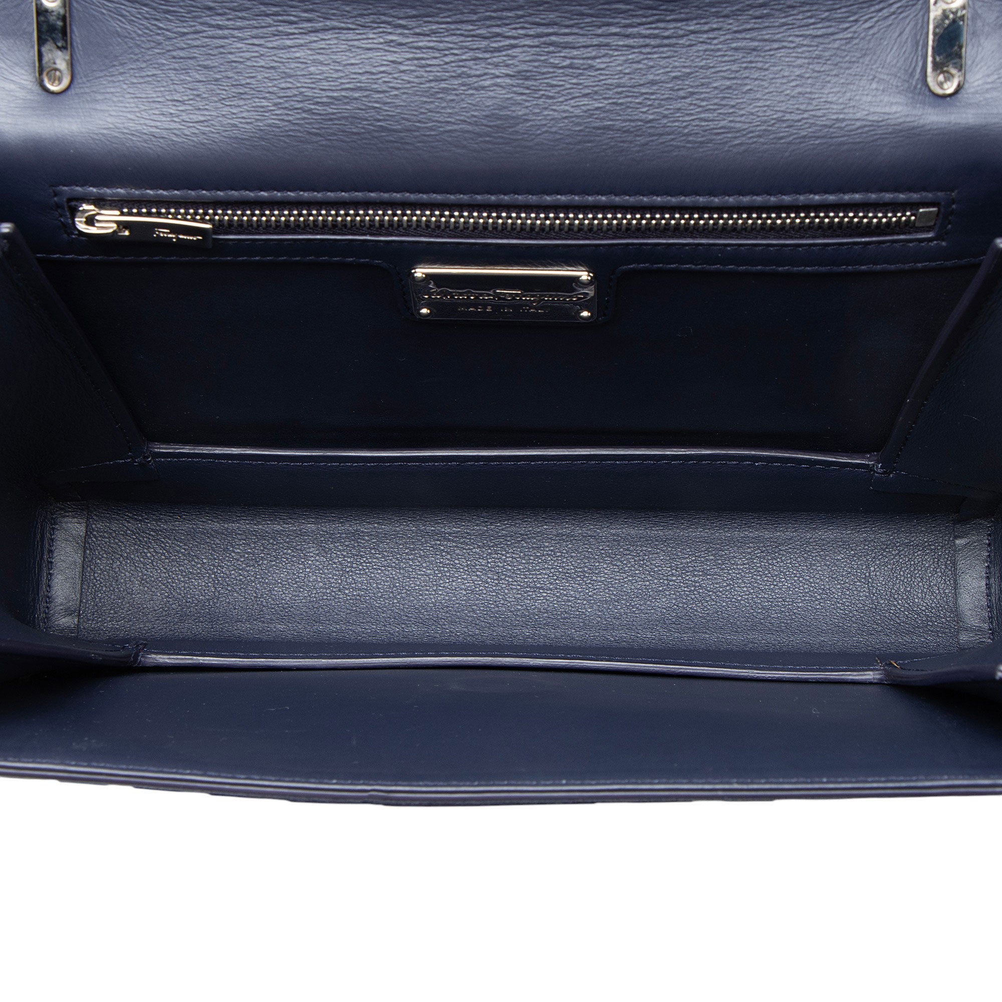 Ferragamo Calfskin Suede Vara Bow Chain Flap Bag