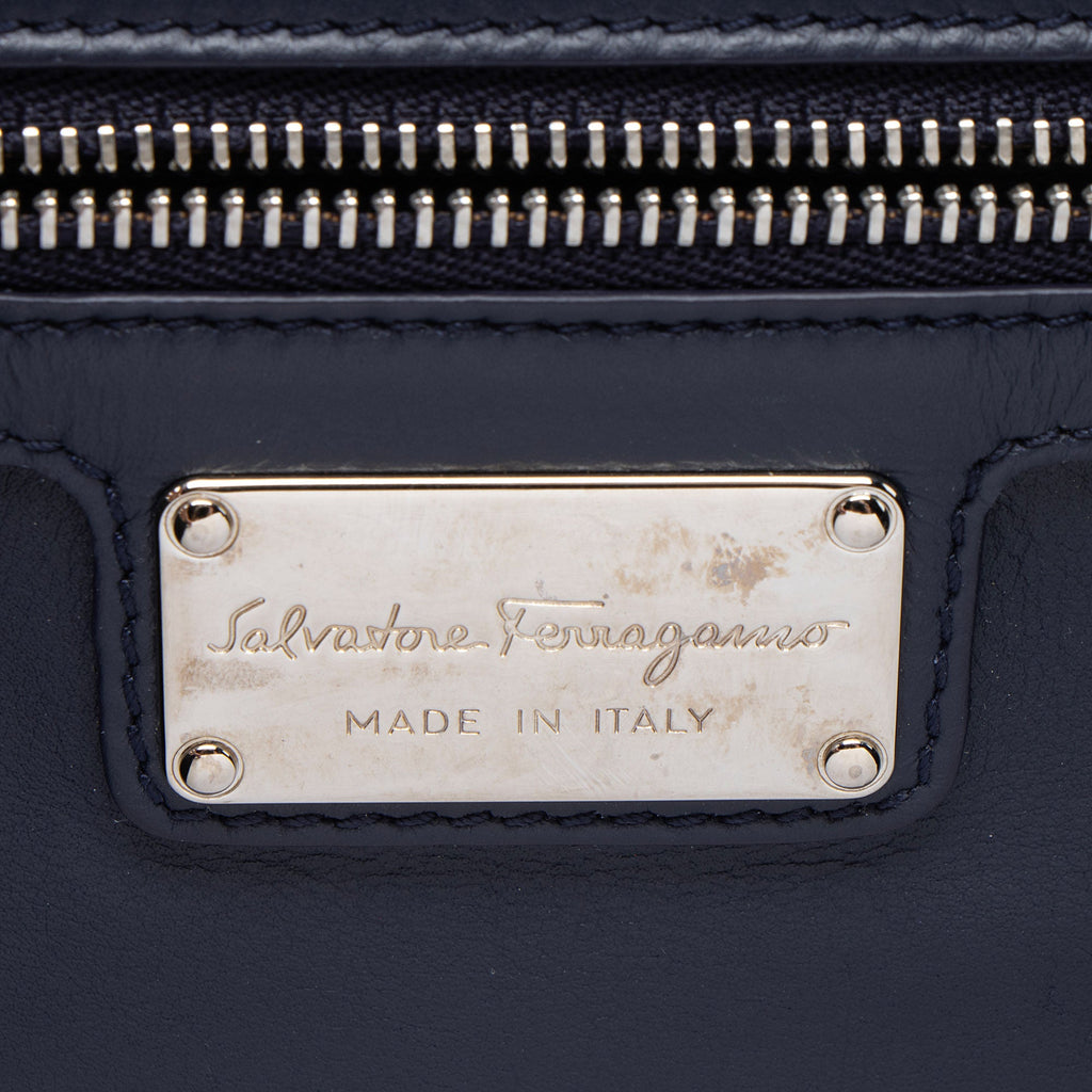 Ferragamo Calfskin Suede Vara Bow Chain Flap Bag