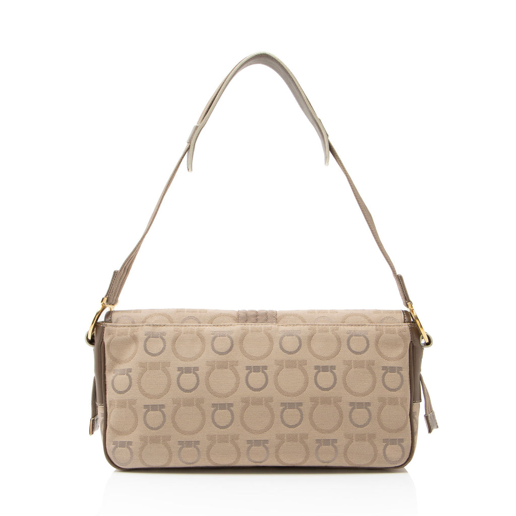 Ferragamo Canvas Gancini Flap Shoulder Bag