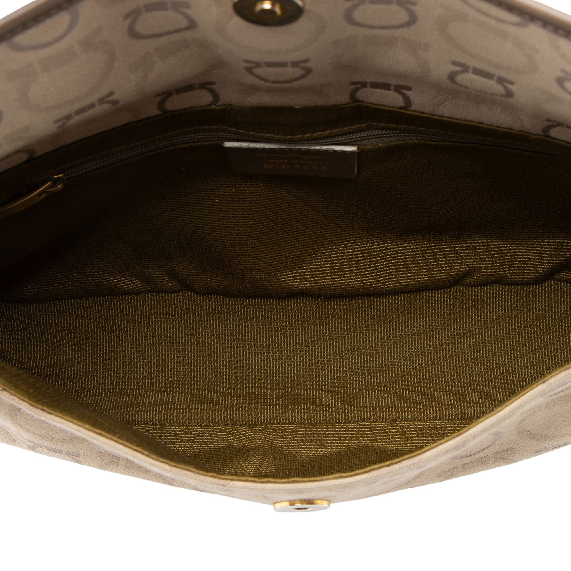 Ferragamo Canvas Gancini Flap Shoulder Bag