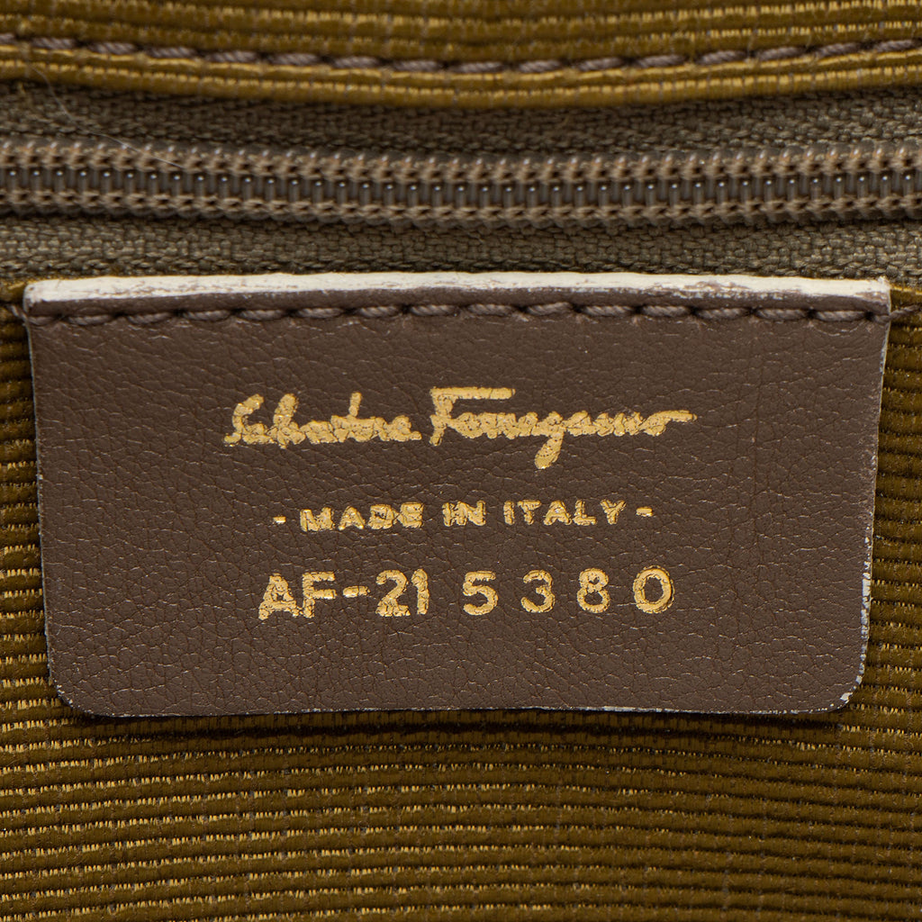Ferragamo Canvas Gancini Flap Shoulder Bag