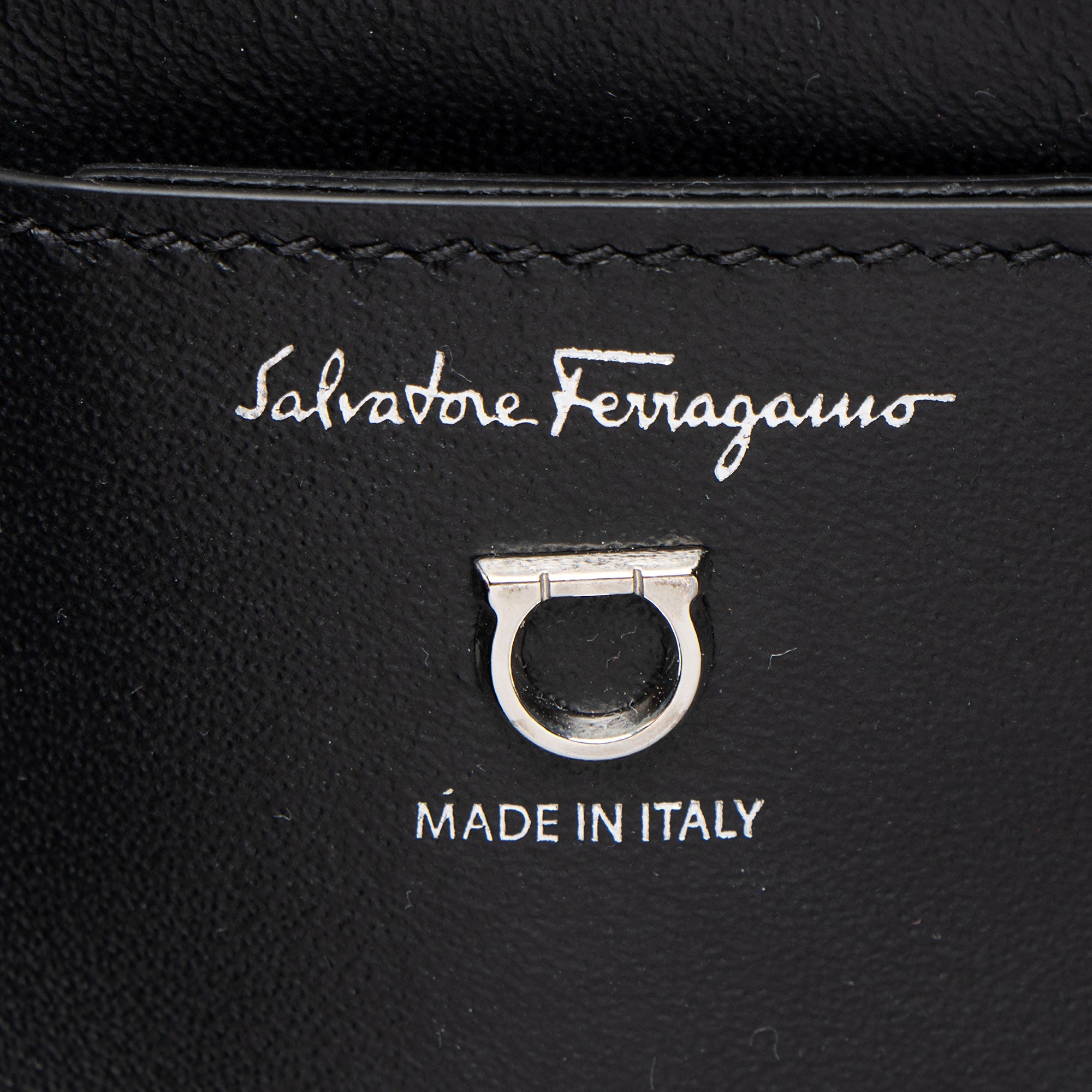 Ferragamo Leather Crystal Trifolio Chain Shoulder Bag