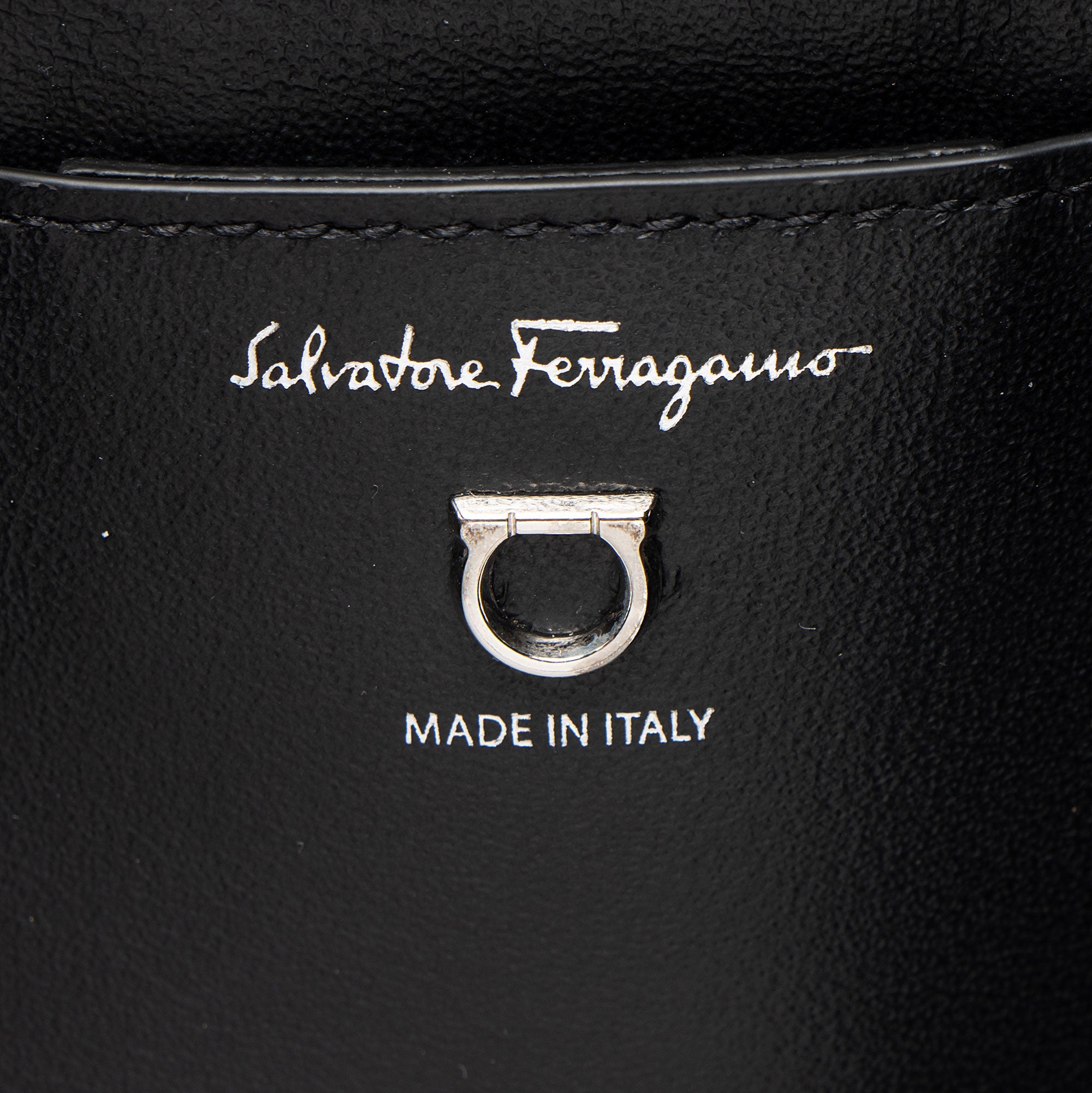 Ferragamo Leather Crystal Trifolio Chain Shoulder Bag