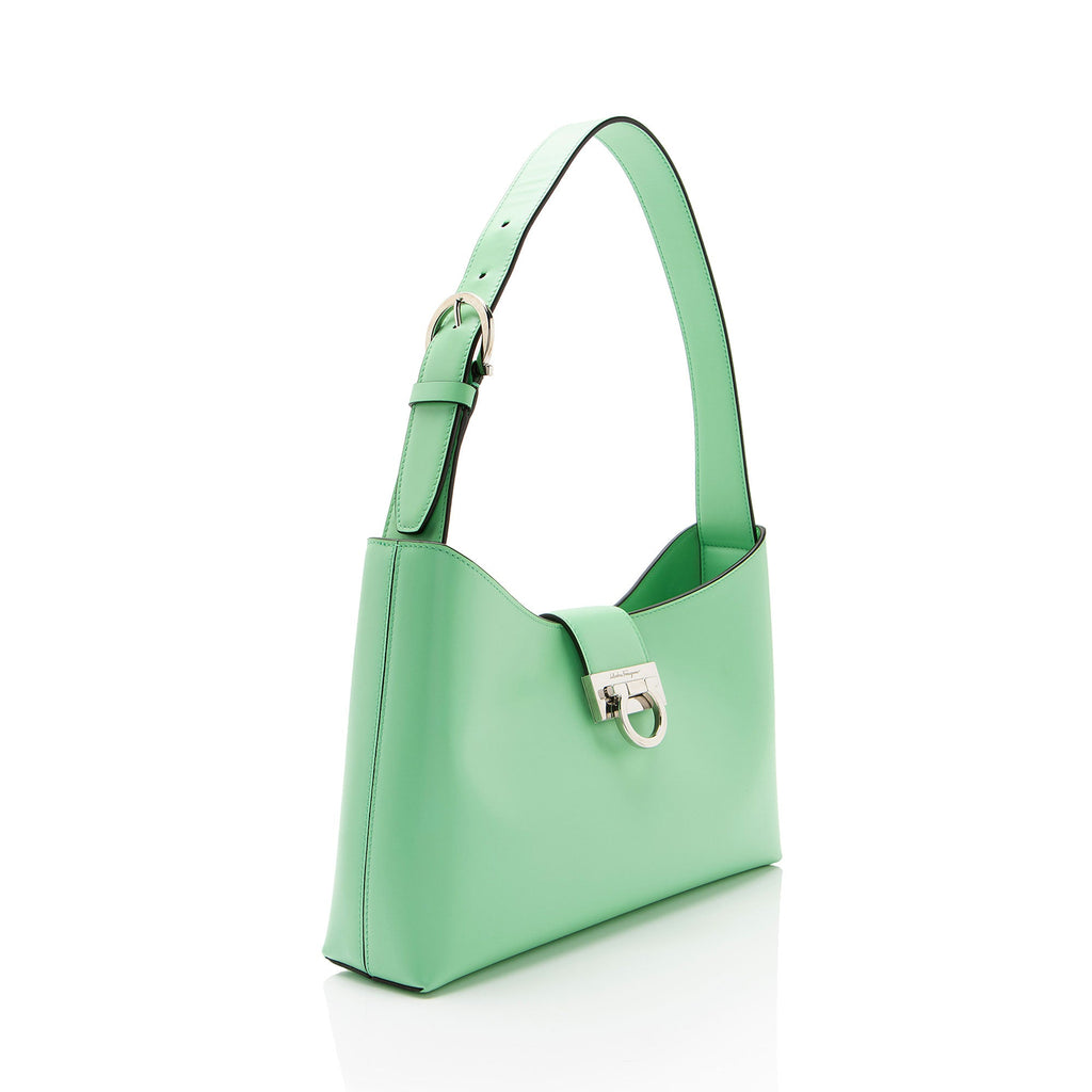 Ferragamo Leather Gancio Trifolio Small Shoulder Bag