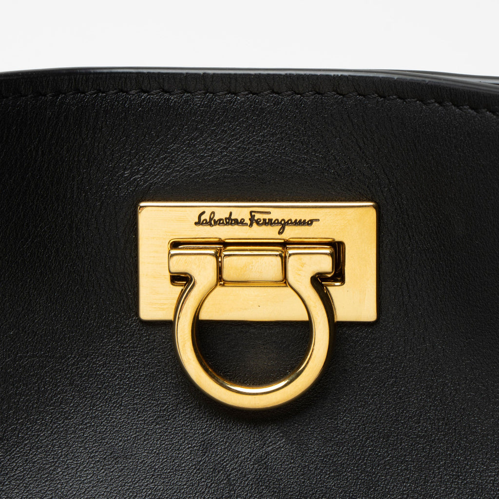 Ferragamo Leather Trifolio Gancio Square Tote
