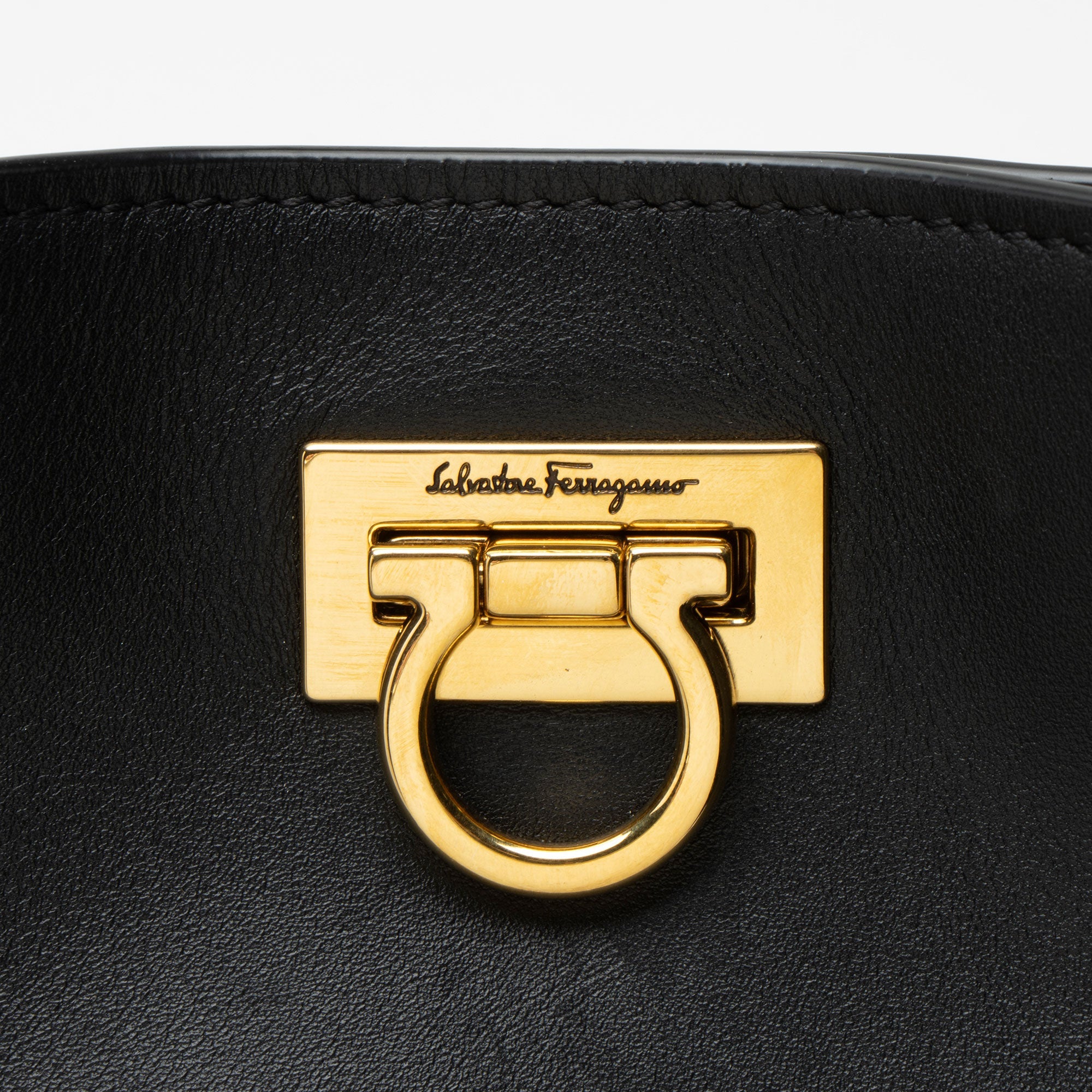 Ferragamo Leather Trifolio Gancio Square Tote
