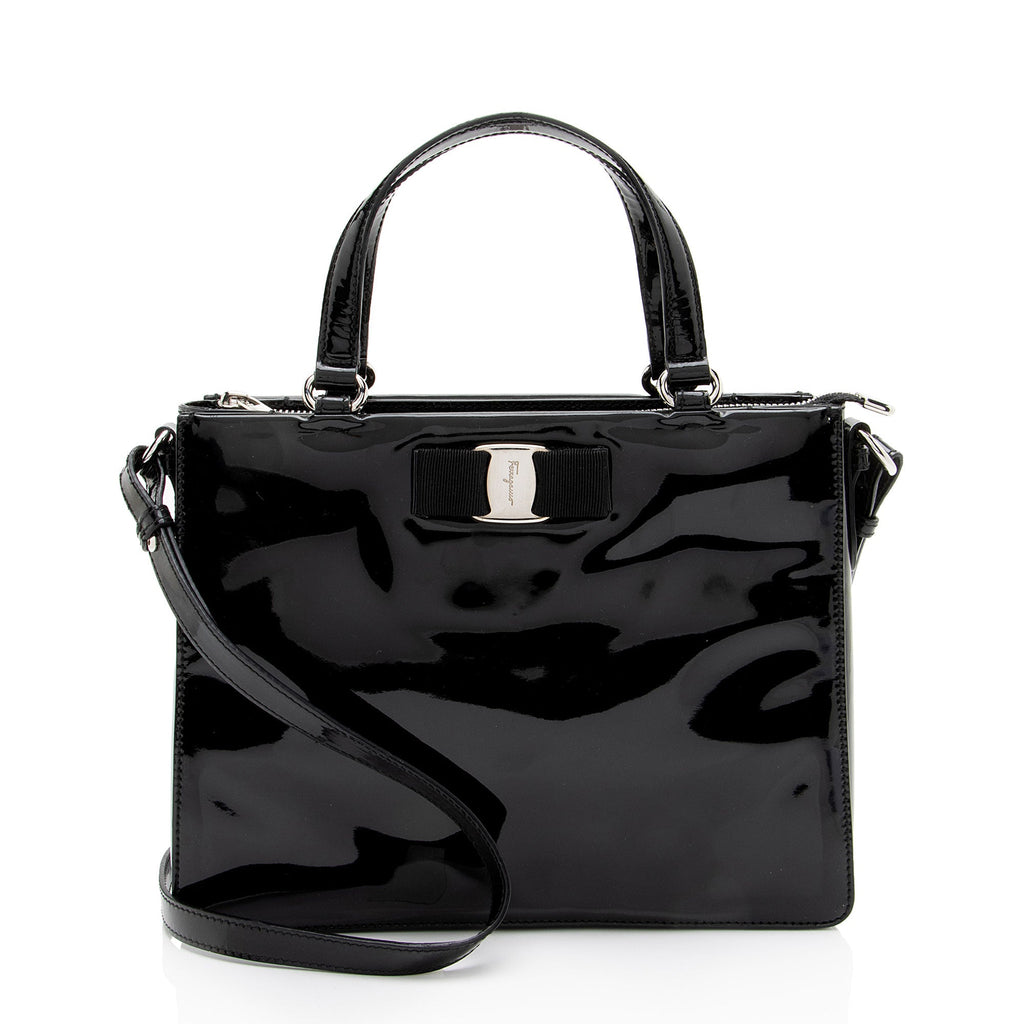 Ferragamo Patent Leather Vara Tracy Tote