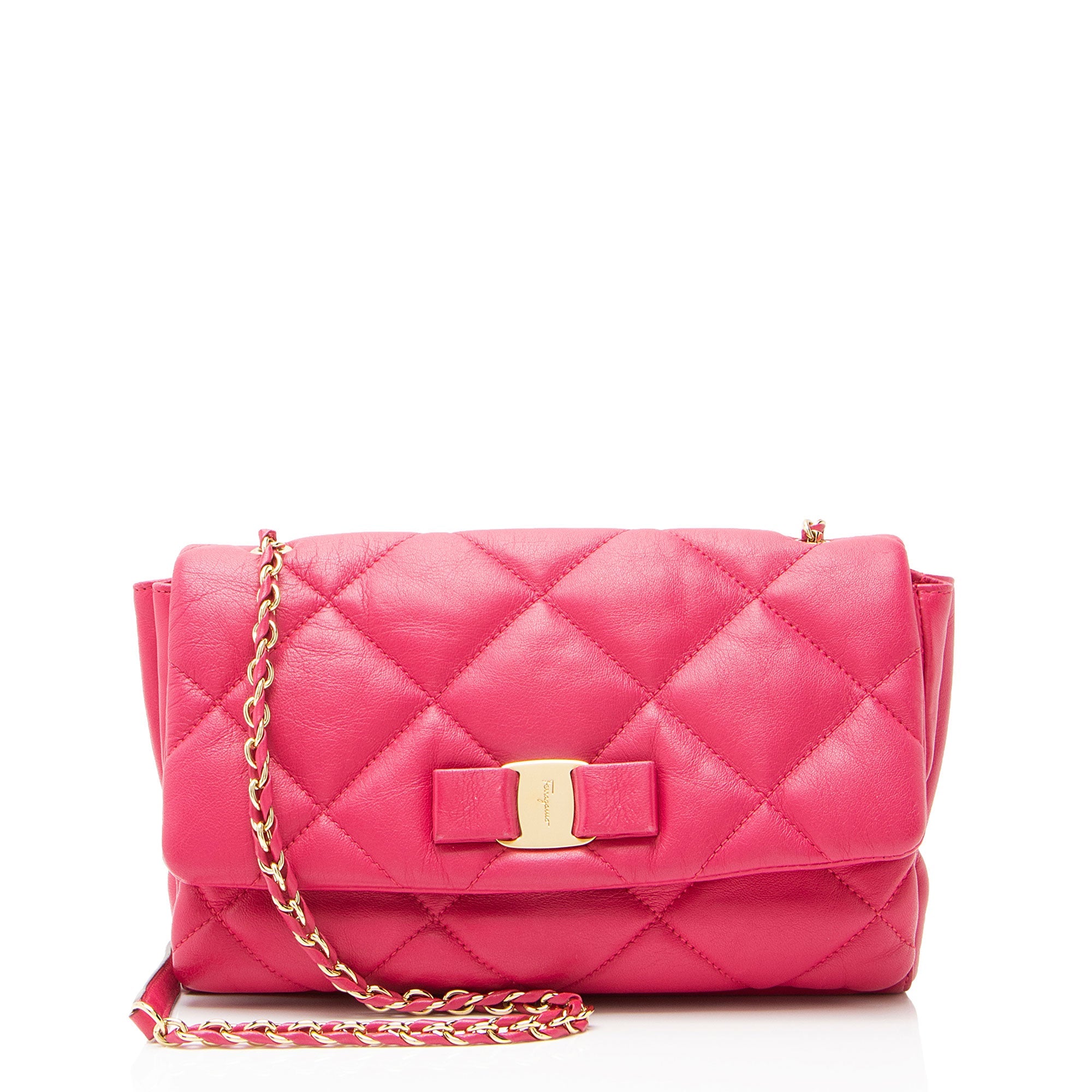 Ferragamo Quilted Leather Soft Vara Medium Shoulder Bag