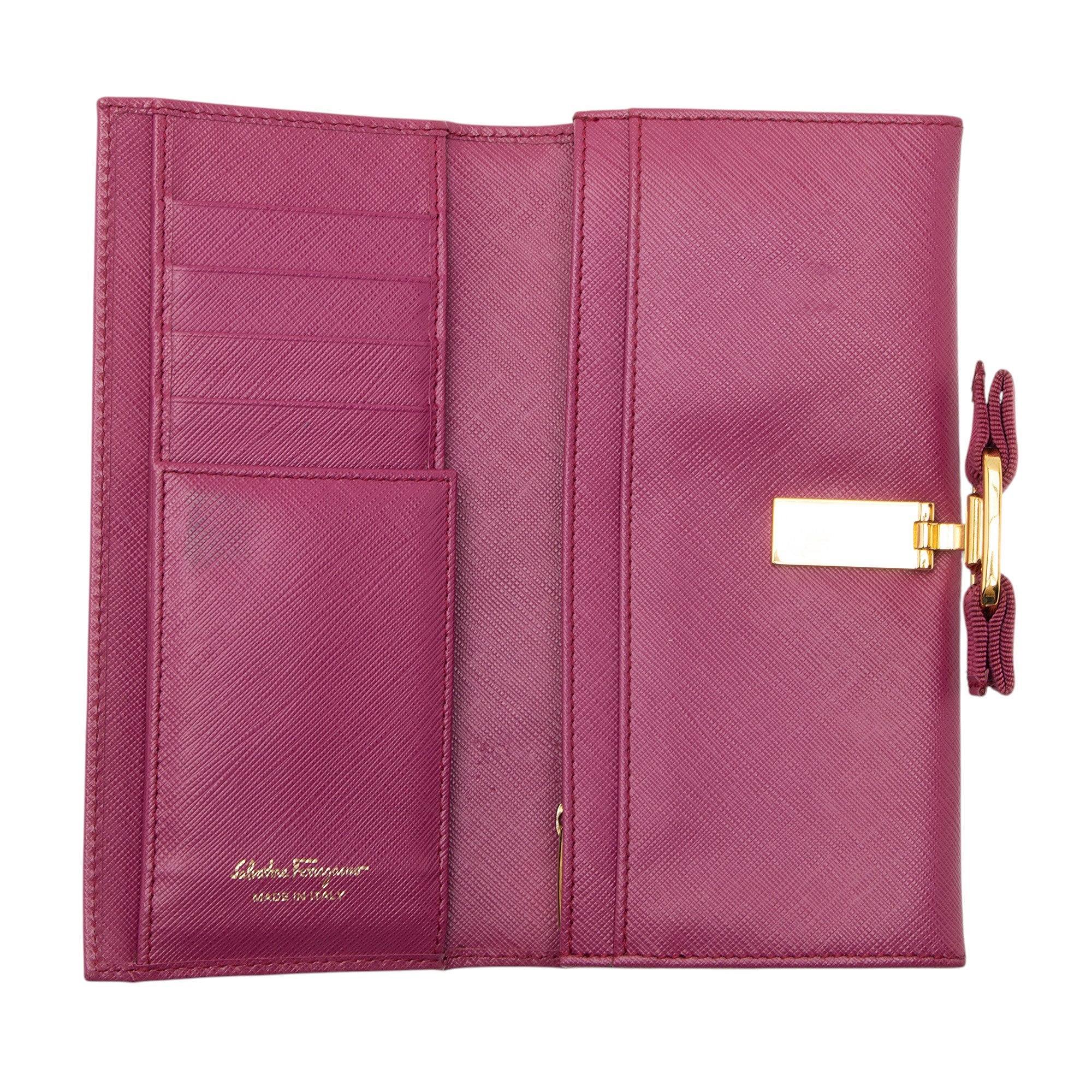 Ferragamo Saffiano Miss Vara Bow Continental Wallet
