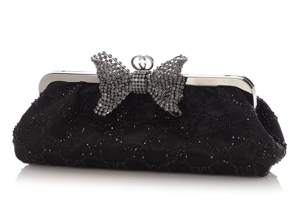 Gucci Black Crystal Broad Clutch
