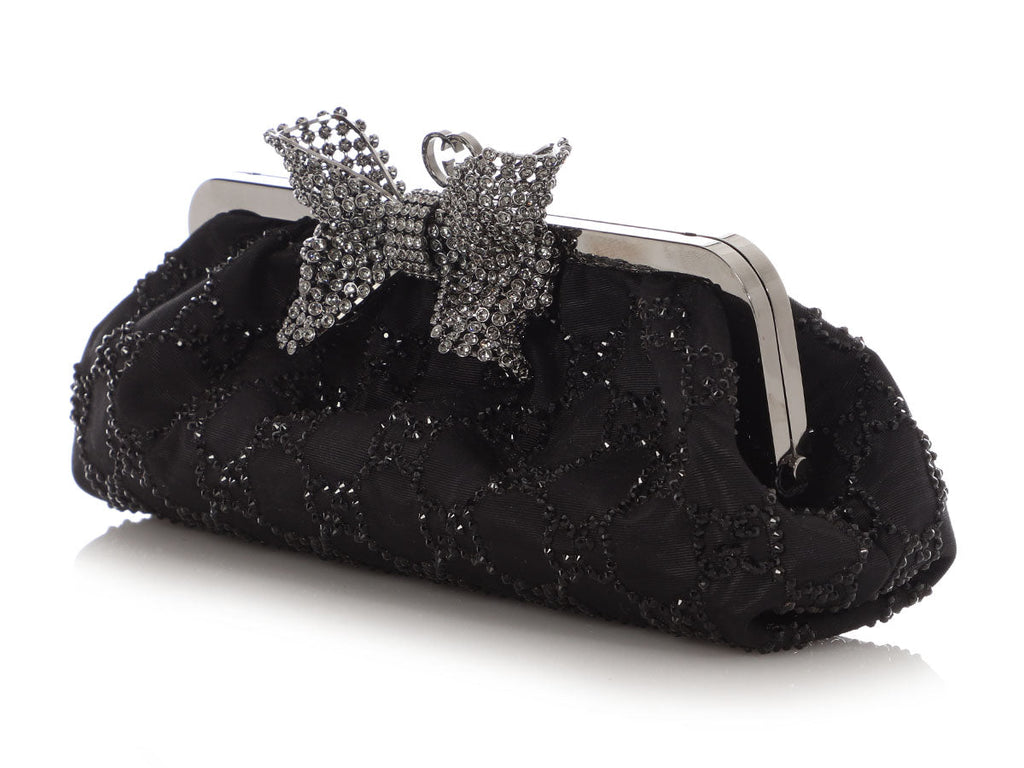 Gucci Black Crystal Broad Clutch