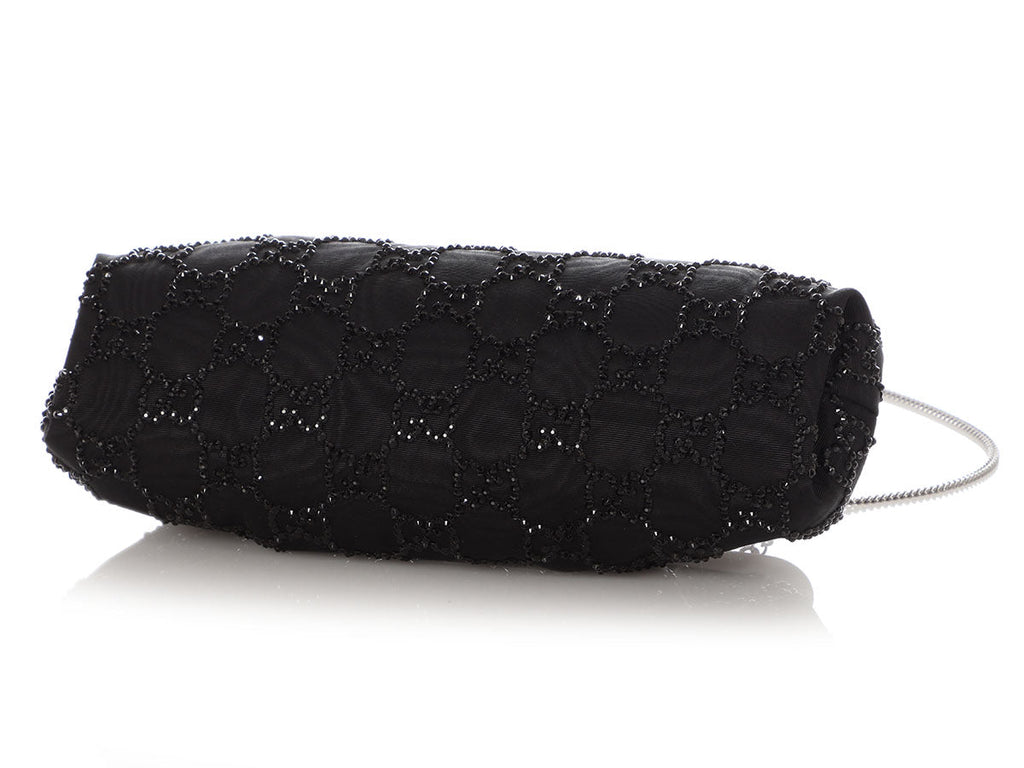 Gucci Black Crystal Broad Clutch
