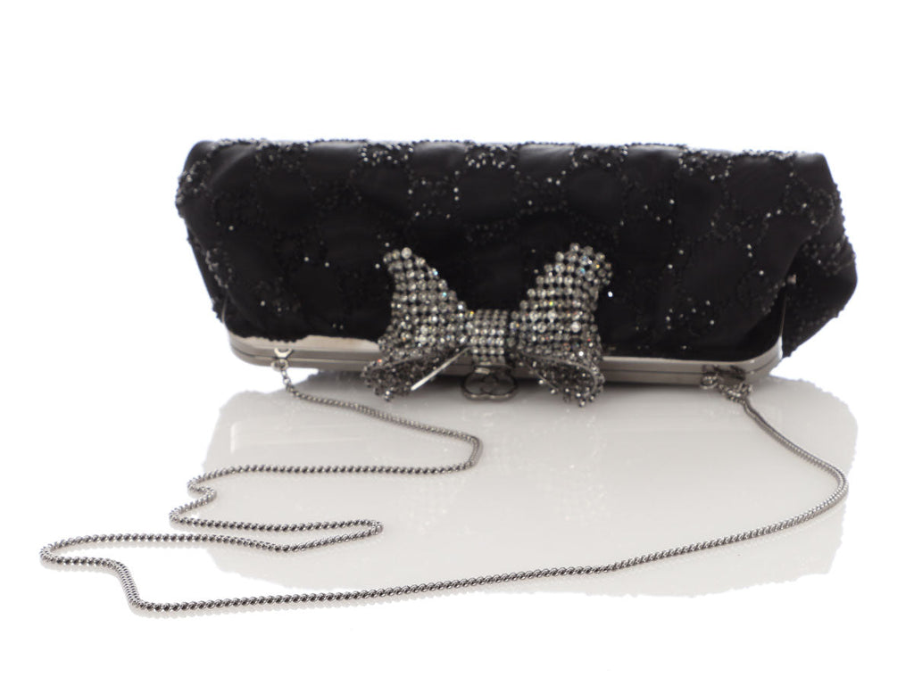 Gucci Black Crystal Broad Clutch