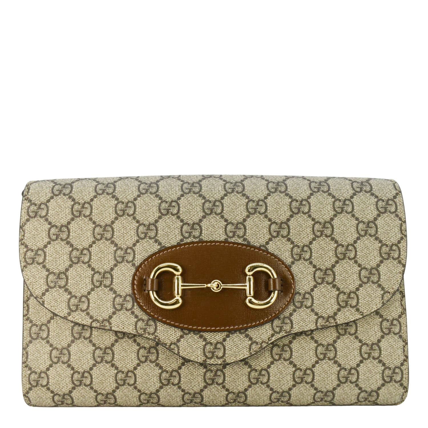 GUCCI Horsebit 1955 Small GG Supreme Canvas Shoulder Bag Beige 677286
