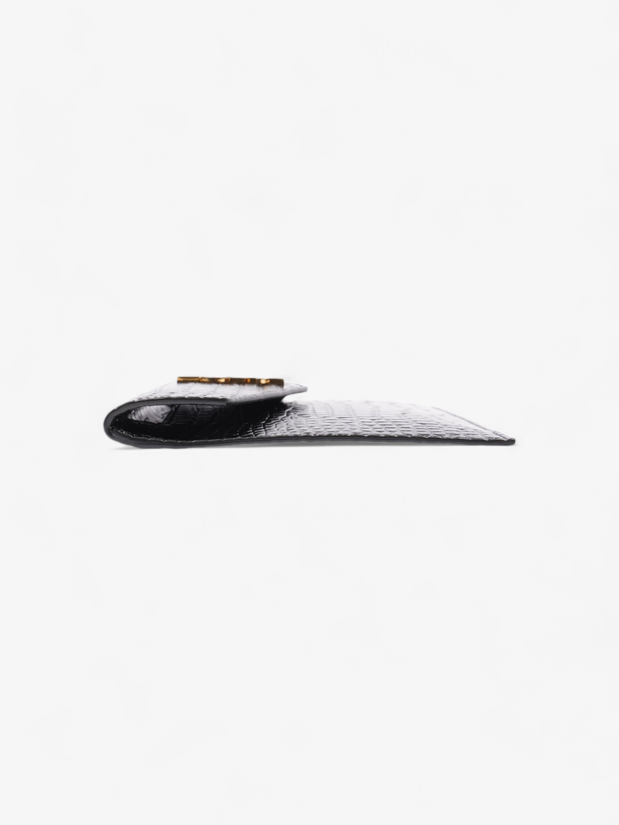 Saint Laurent Uptown Clutch Black Embossed Leather