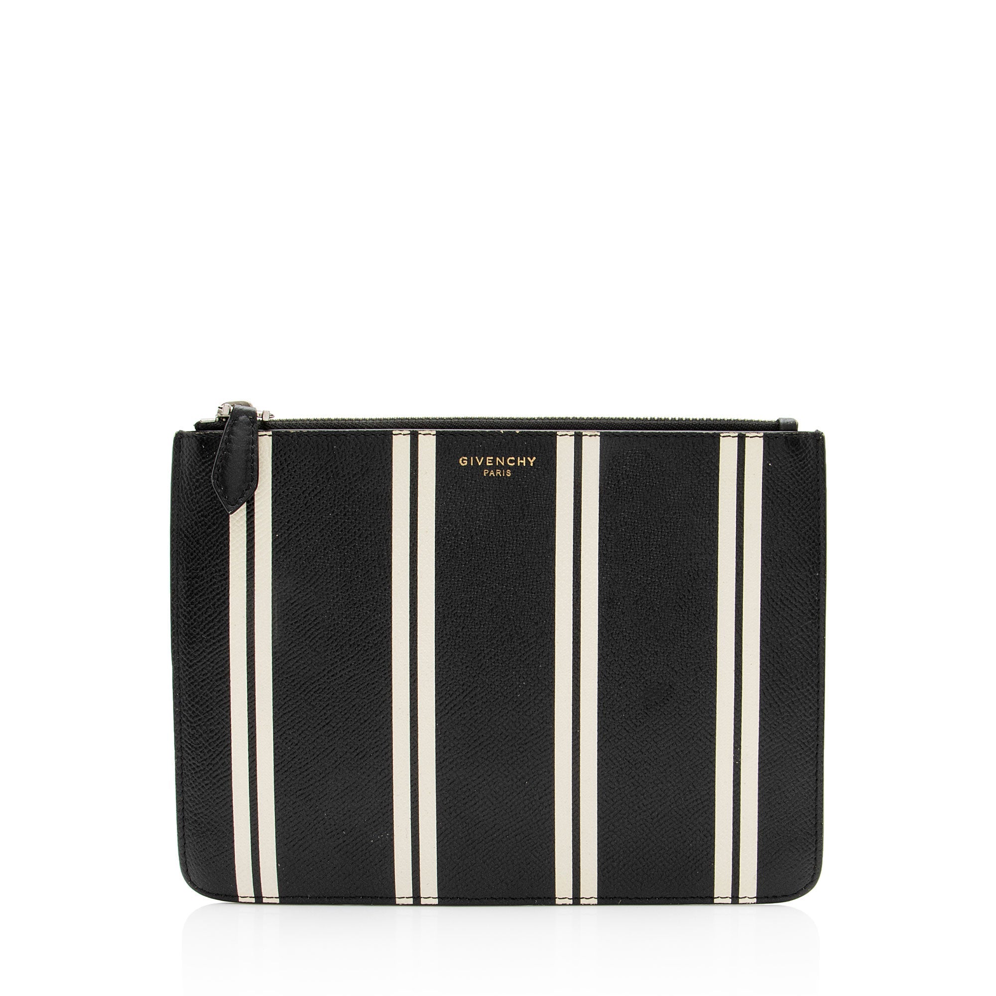 Givenchy Calfskin Striped Zip Pouch