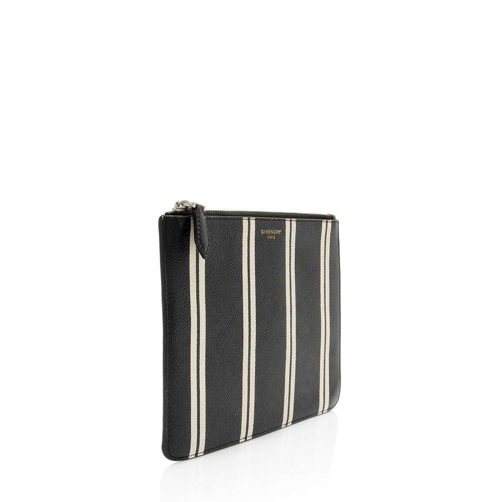 Givenchy Calfskin Striped Zip Pouch