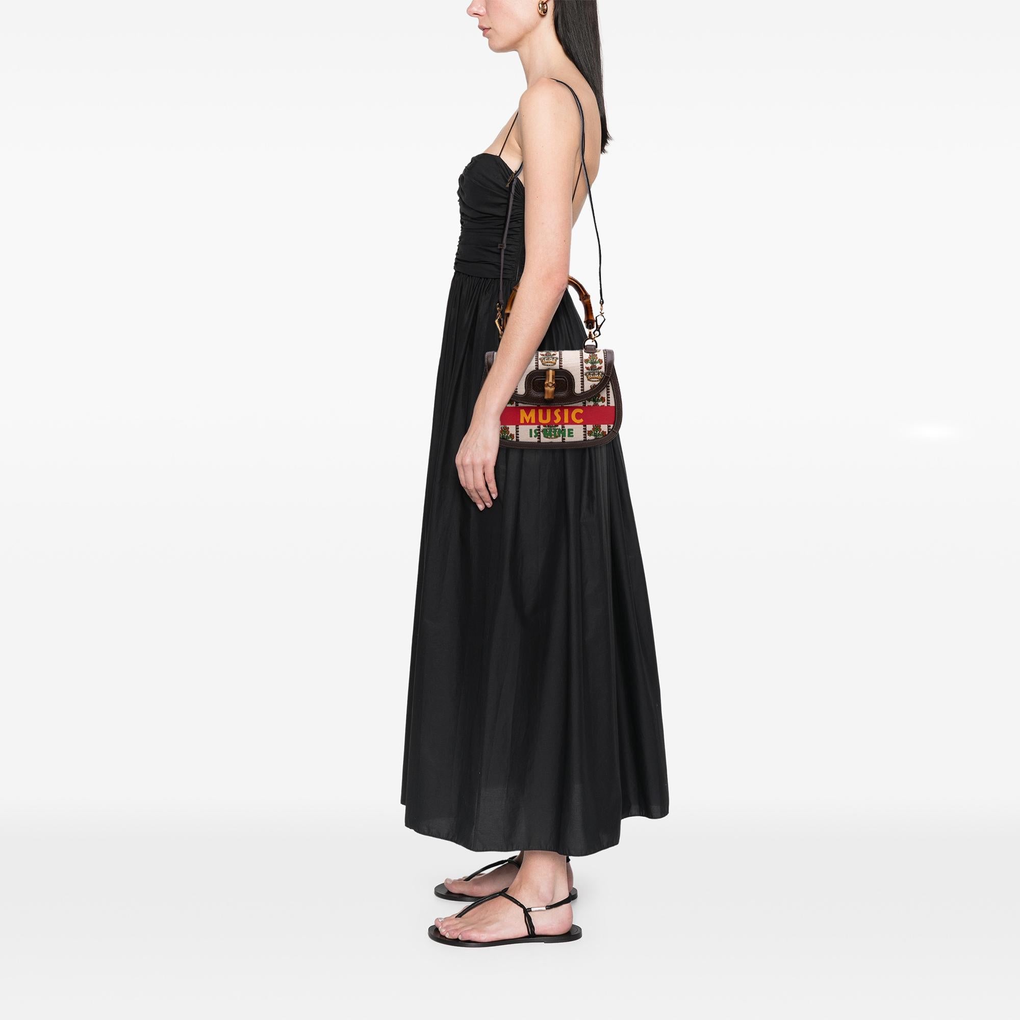 Gucci 100th Anniversary Medium Canvas 1947 Bamboo Top Handle Bag