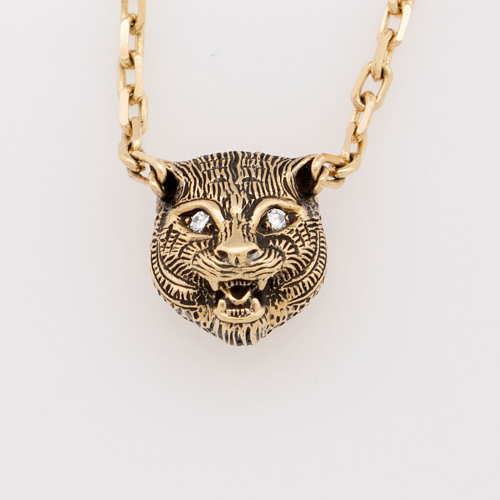 Gucci 18k Gold Diamond Onyx Le Marche Des Merveilles Feline Bracelet