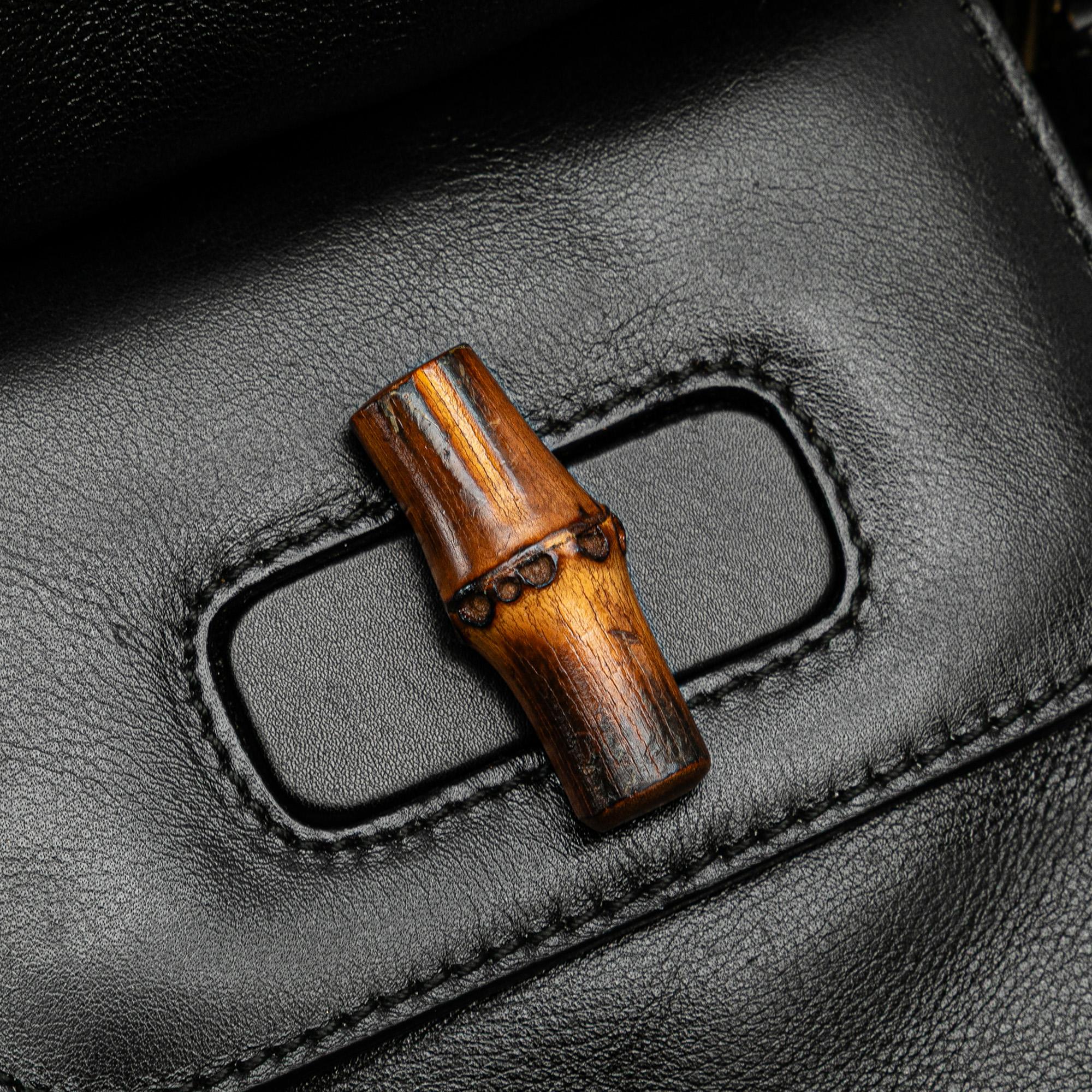 Gucci Calfskin Bamboo Drawstring Backpack